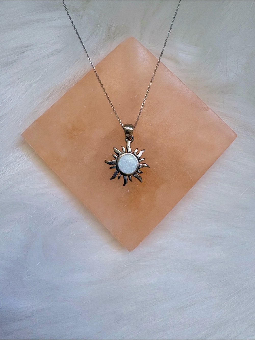 Opal & Sterling Silver Sun Pendant Necklace ☀️✨